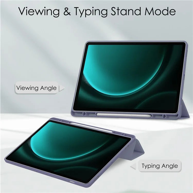 For Samsung Galaxy Tab S9 FE+ Clear Case Pen Slot Tablet Tri-fold Stand Cover