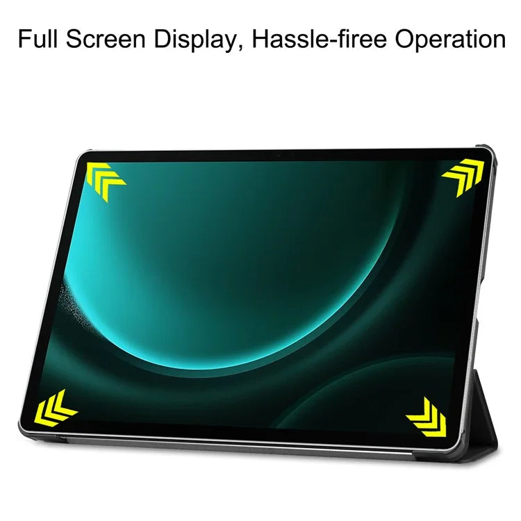 For Samsung Galaxy Tab S9 FE+ Leather Case Tablet Cover with Tri-fold Stand