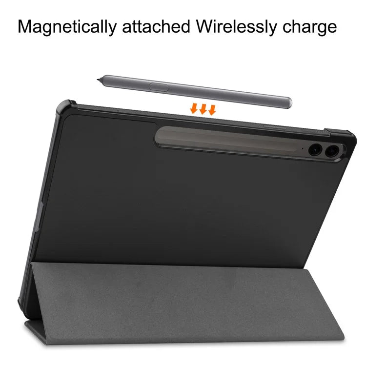 For Samsung Galaxy Tab S9 FE+ Leather Case Tablet Cover with Tri-fold Stand