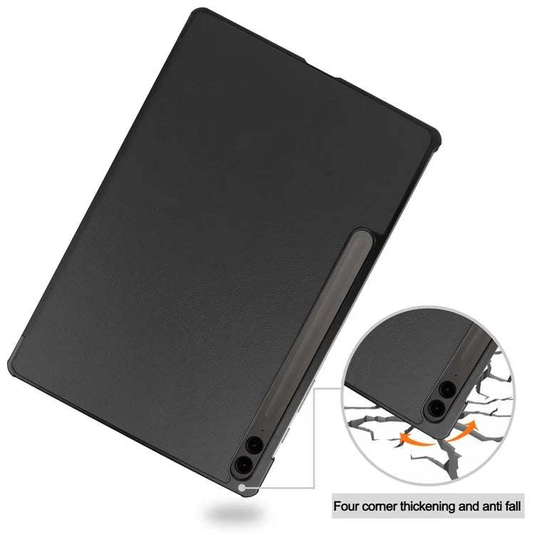 For Samsung Galaxy Tab S9 FE+ Leather Case Tablet Cover with Tri-fold Stand