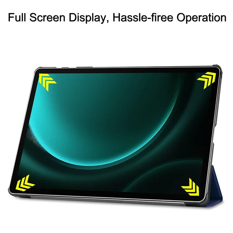 For Samsung Galaxy Tab S9 FE+ Leather Case Tablet Cover with Tri-fold Stand