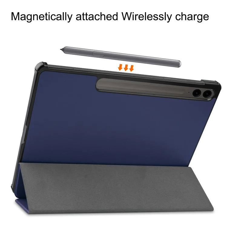 For Samsung Galaxy Tab S9 FE+ Leather Case Tablet Cover with Tri-fold Stand