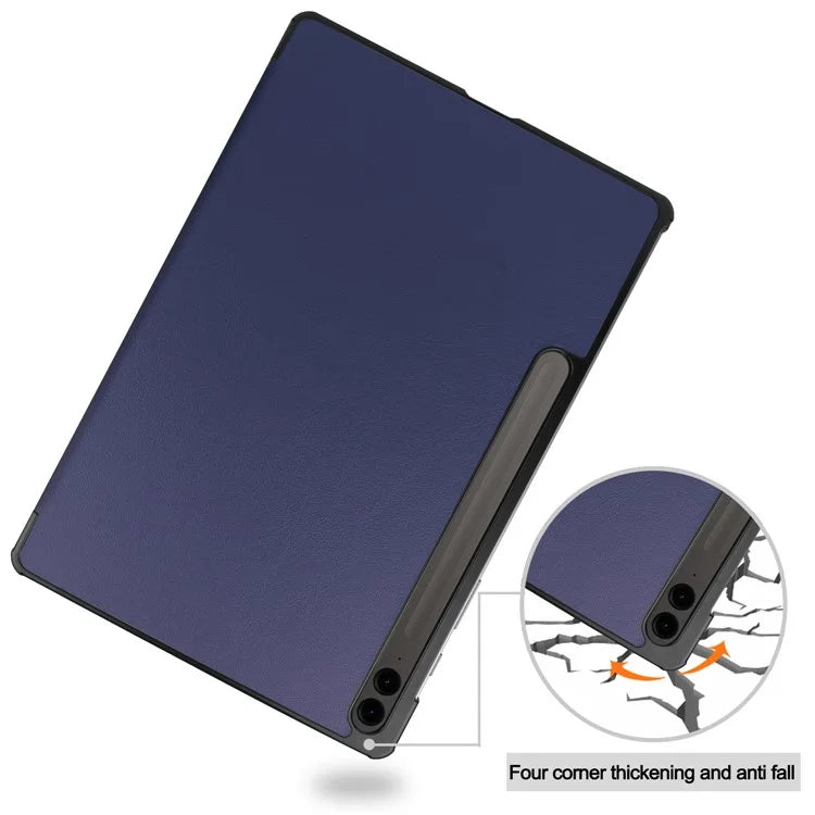 For Samsung Galaxy Tab S9 FE+ Leather Case Tablet Cover with Tri-fold Stand