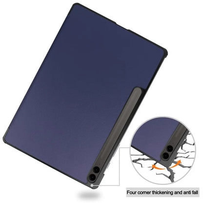 For Samsung Galaxy Tab S9 FE+ Leather Case Tablet Cover with Tri-fold Stand