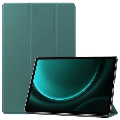 For Samsung Galaxy Tab S9 FE+ Leather Case Tablet Cover with Tri-fold Standish Green