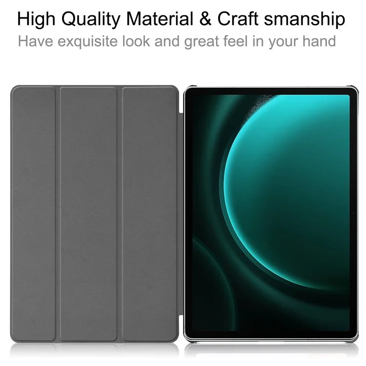For Samsung Galaxy Tab S9 FE+ Leather Case Tablet Cover with Tri-fold Standish Green