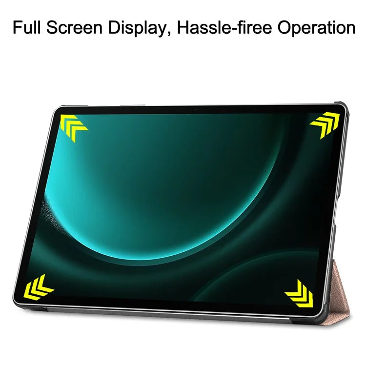 For Samsung Galaxy Tab S9 FE+ Leather Case Tablet Cover with Tri-fold Stand