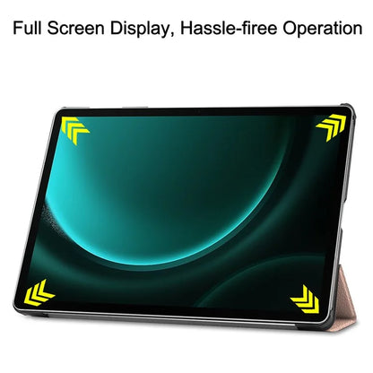 For Samsung Galaxy Tab S9 FE+ Leather Case Tablet Cover with Tri-fold Stand