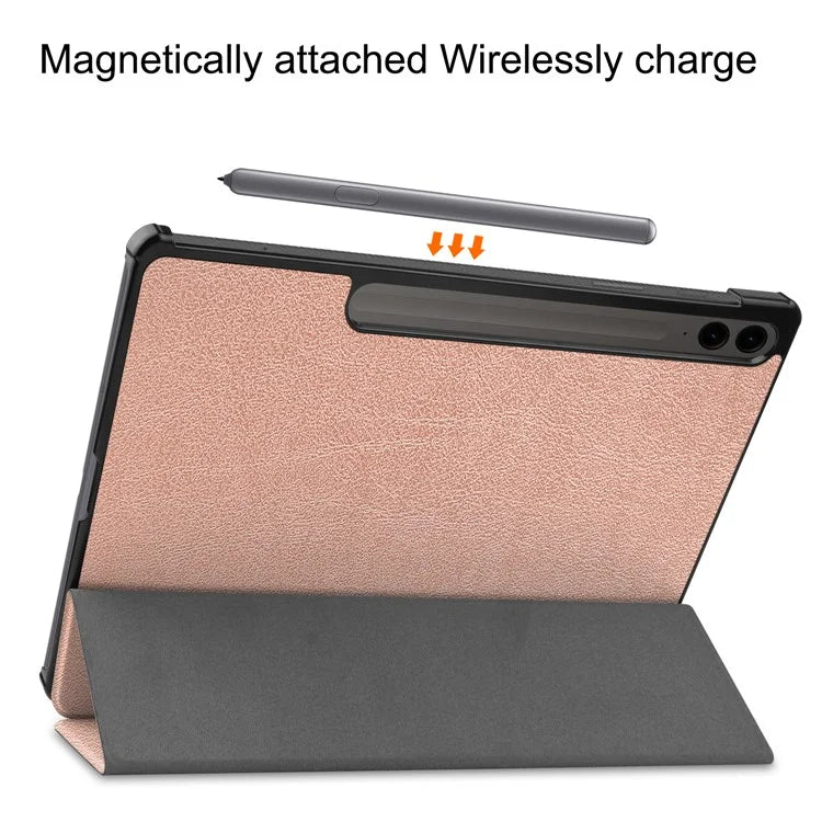 For Samsung Galaxy Tab S9 FE+ Leather Case Tablet Cover with Tri-fold Stand