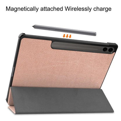 For Samsung Galaxy Tab S9 FE+ Leather Case Tablet Cover with Tri-fold Stand