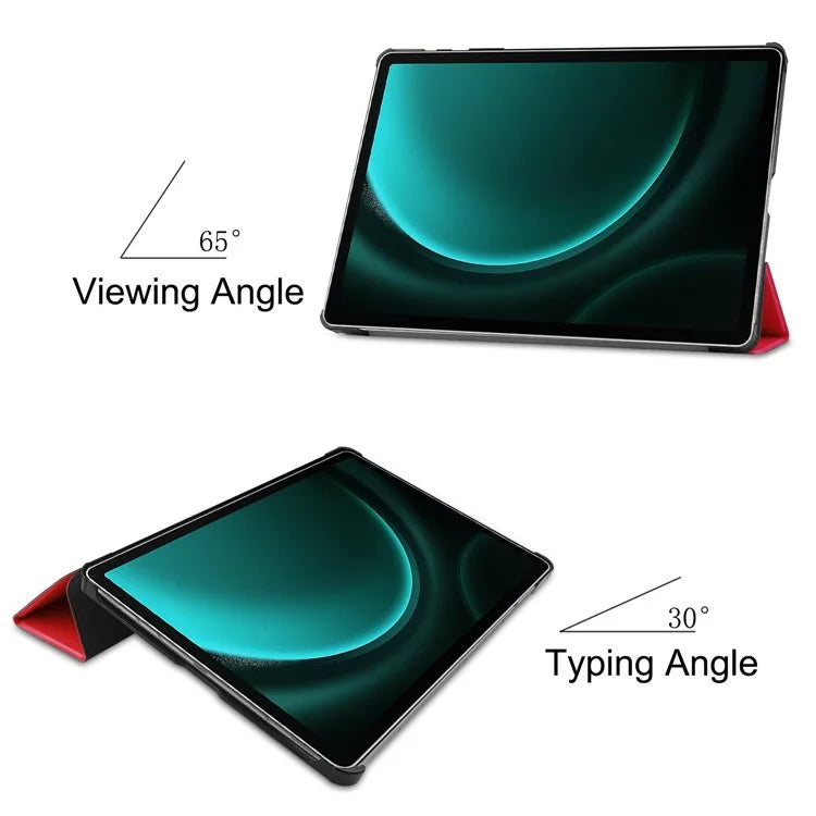 For Samsung Galaxy Tab S9 FE+ Leather Case Tablet Cover with Tri-fold Stand