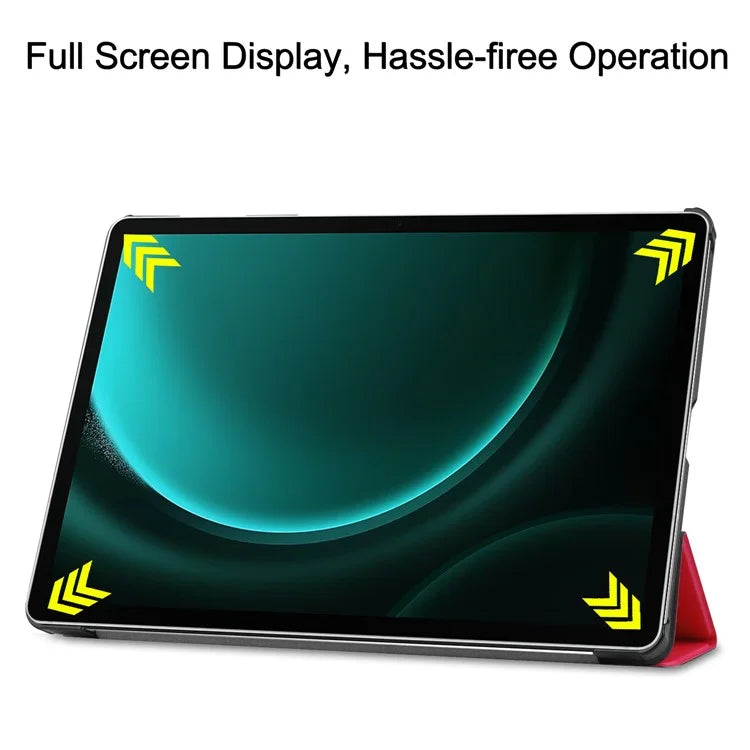 For Samsung Galaxy Tab S9 FE+ Leather Case Tablet Cover with Tri-fold Stand