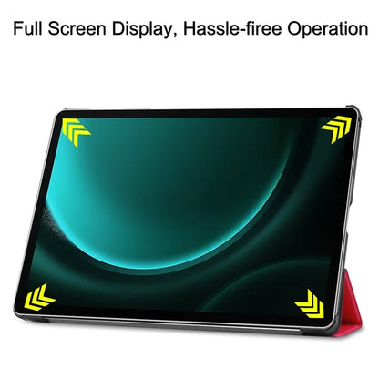 For Samsung Galaxy Tab S9 FE+ Leather Case Tablet Cover with Tri-fold Stand