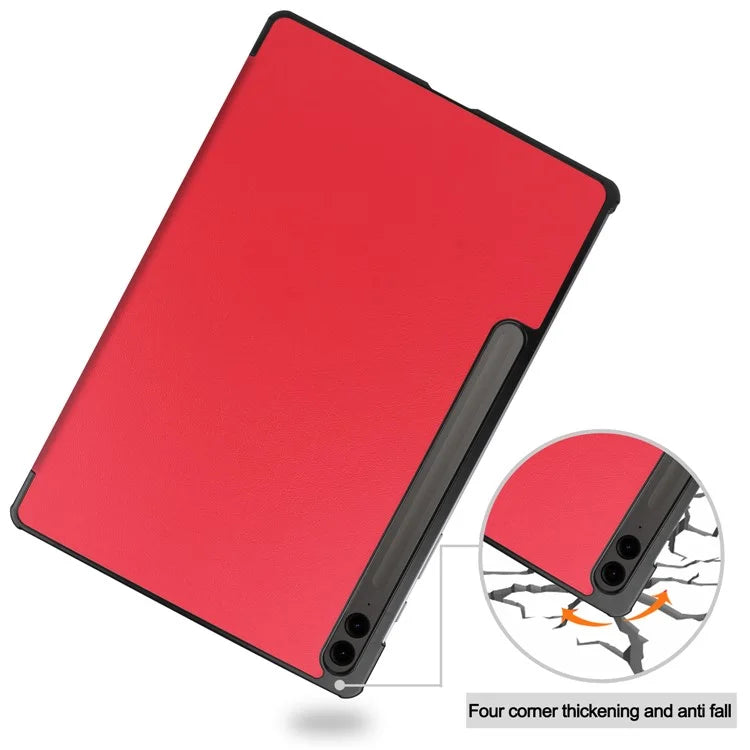 For Samsung Galaxy Tab S9 FE+ Leather Case Tablet Cover with Tri-fold Stand