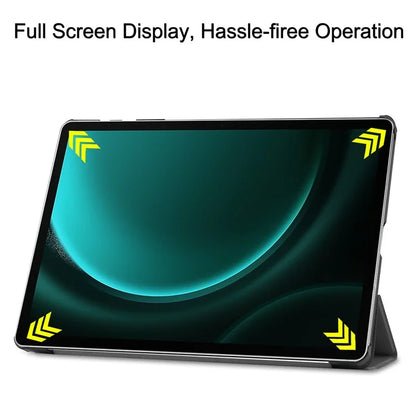 For Samsung Galaxy Tab S9 FE+ Leather Case Tablet Cover with Tri-fold Stand