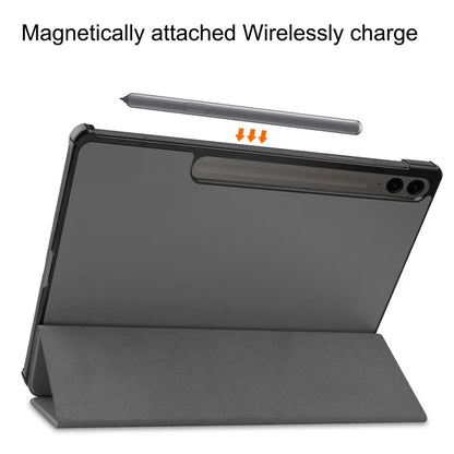 For Samsung Galaxy Tab S9 FE+ Leather Case Tablet Cover with Tri-fold Stand