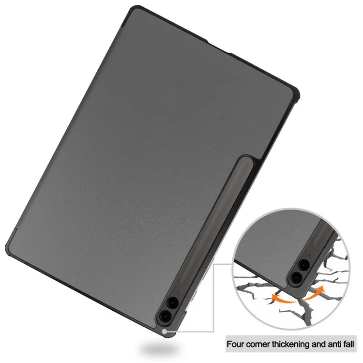 For Samsung Galaxy Tab S9 FE+ Leather Case Tablet Cover with Tri-fold Stand