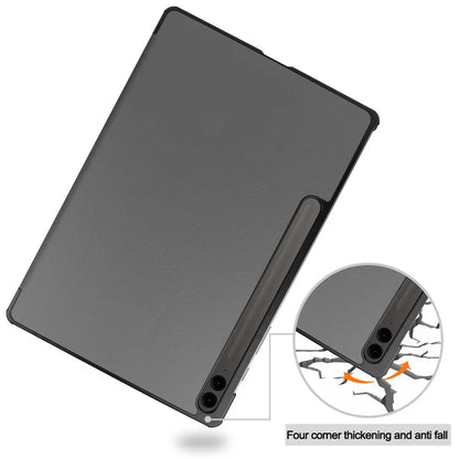 For Samsung Galaxy Tab S9 FE+ Leather Case Tablet Cover with Tri-fold Stand