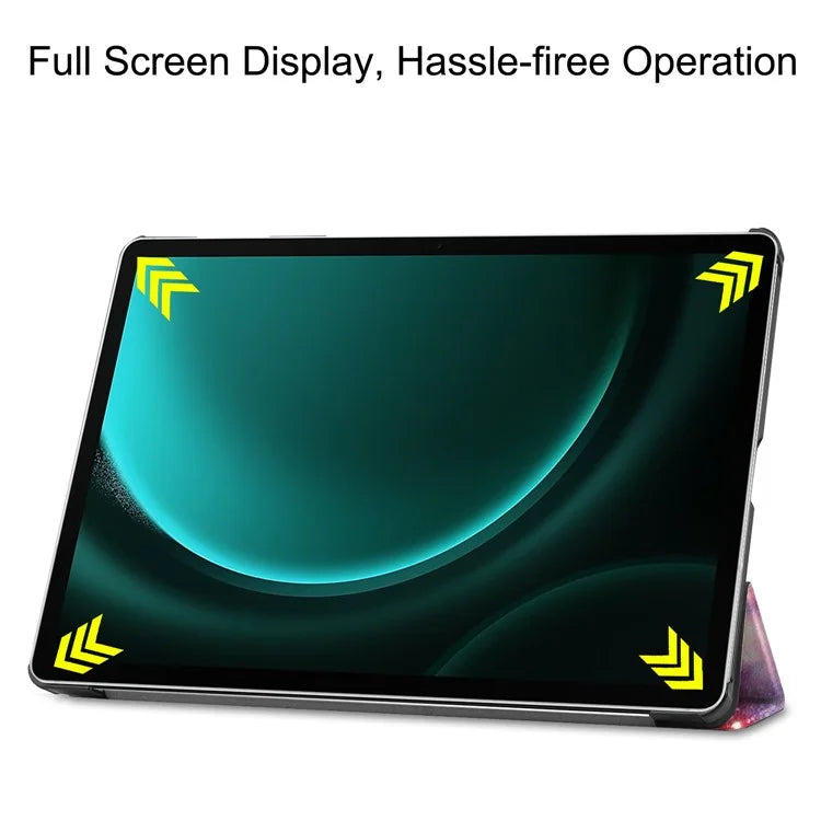 For Samsung Galaxy Tab S9 FE+ Case Tri-fold Stand PU Leather Tablet Cover