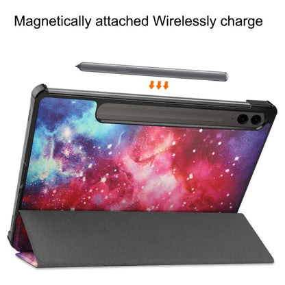 For Samsung Galaxy Tab S9 FE+ Case Tri-fold Stand PU Leather Tablet Cover