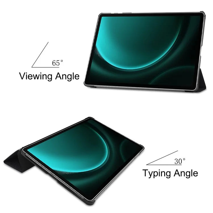 For Samsung Galaxy Tab S9 FE+ Case Tri-fold Stand PU Leather Tablet Cover