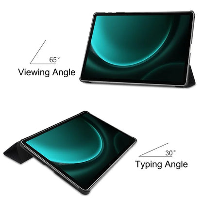 For Samsung Galaxy Tab S9 FE+ Case Tri-fold Stand PU Leather Tablet Cover