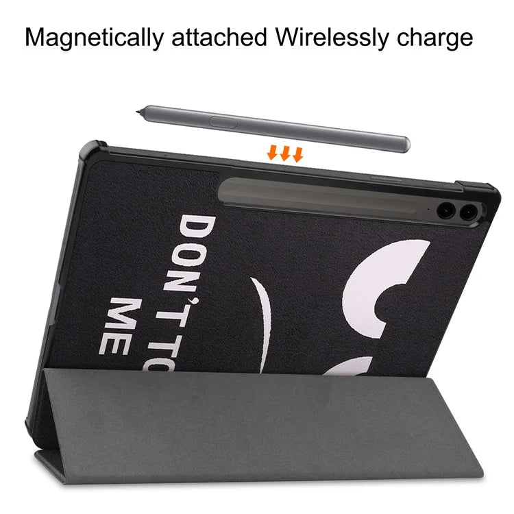 For Samsung Galaxy Tab S9 FE+ Case Tri-fold Stand PU Leather Tablet Cover