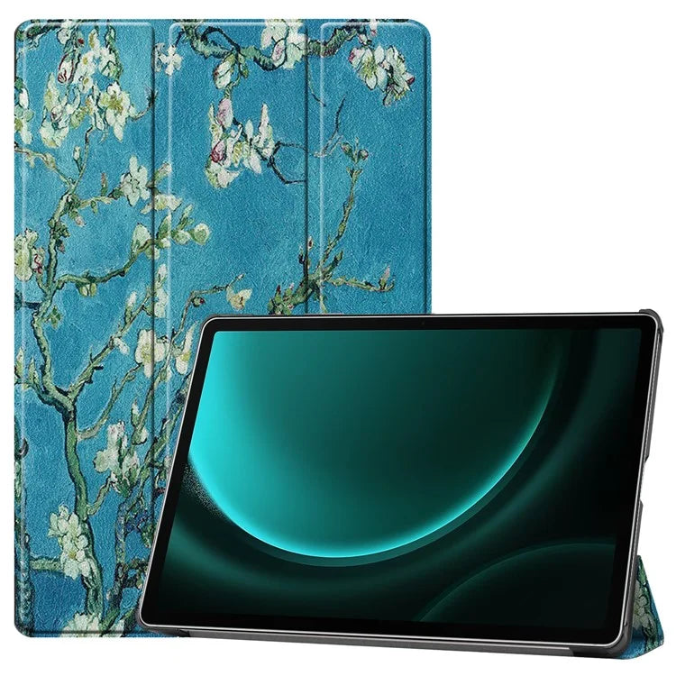 For Samsung Galaxy Tab S9 FE+ Case Tri-fold Stand PU Leather Tablet Cover