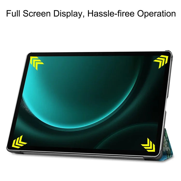 For Samsung Galaxy Tab S9 FE+ Case Tri-fold Stand PU Leather Tablet Cover