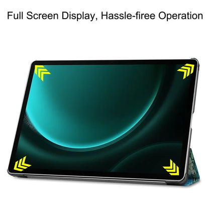For Samsung Galaxy Tab S9 FE+ Case Tri-fold Stand PU Leather Tablet Cover