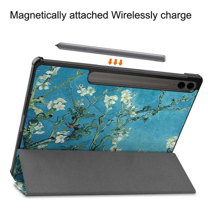 For Samsung Galaxy Tab S9 FE+ Case Tri-fold Stand PU Leather Tablet Cover
