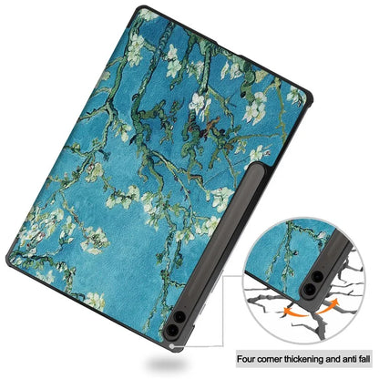 For Samsung Galaxy Tab S9 FE+ Case Tri-fold Stand PU Leather Tablet Cover