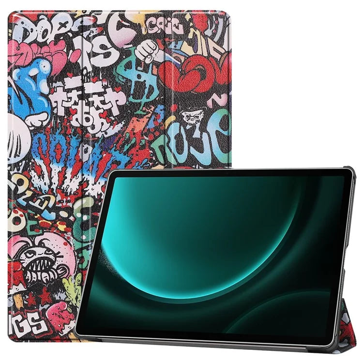 For Samsung Galaxy Tab S9 FE+ Case Tri-fold Stand PU Leather Tablet Cover