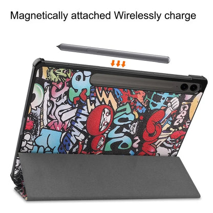 For Samsung Galaxy Tab S9 FE+ Case Tri-fold Stand PU Leather Tablet Cover