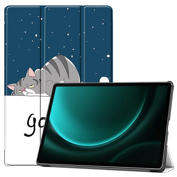 For Samsung Galaxy Tab S9 FE+ Case Tri-fold Stand PU Leather Tablet Cover