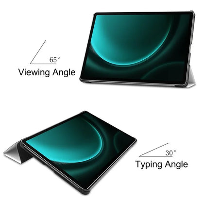 For Samsung Galaxy Tab S9 FE+ Case Tri-fold Stand PU Leather Tablet Cover