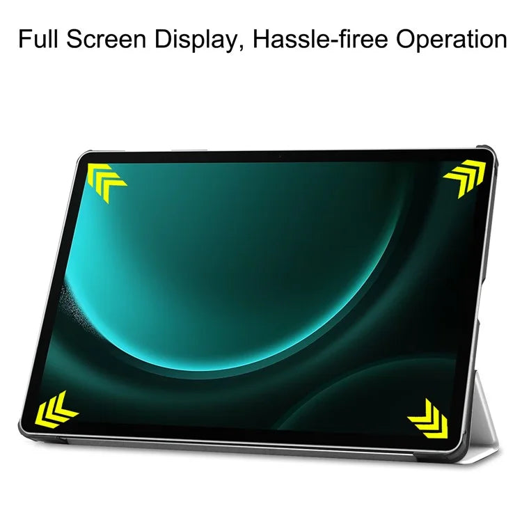 For Samsung Galaxy Tab S9 FE+ Case Tri-fold Stand PU Leather Tablet Cover