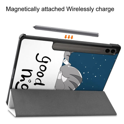 For Samsung Galaxy Tab S9 FE+ Case Tri-fold Stand PU Leather Tablet Cover