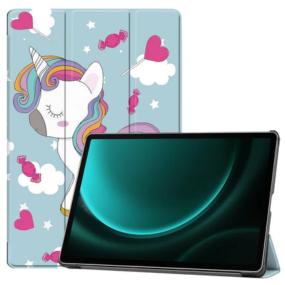 For Samsung Galaxy Tab S9 FE+ Case Tri-fold Stand PU Leather Tablet Cover