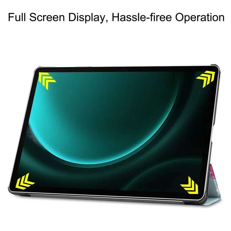 For Samsung Galaxy Tab S9 FE+ Case Tri-fold Stand PU Leather Tablet Cover