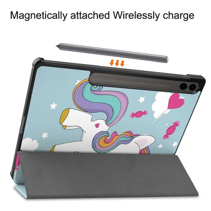 For Samsung Galaxy Tab S9 FE+ Case Tri-fold Stand PU Leather Tablet Cover