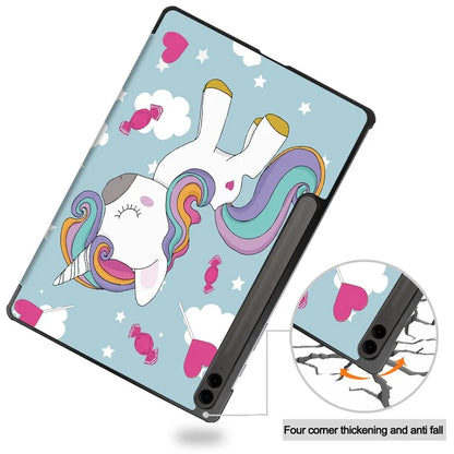 For Samsung Galaxy Tab S9 FE+ Case Tri-fold Stand PU Leather Tablet Cover