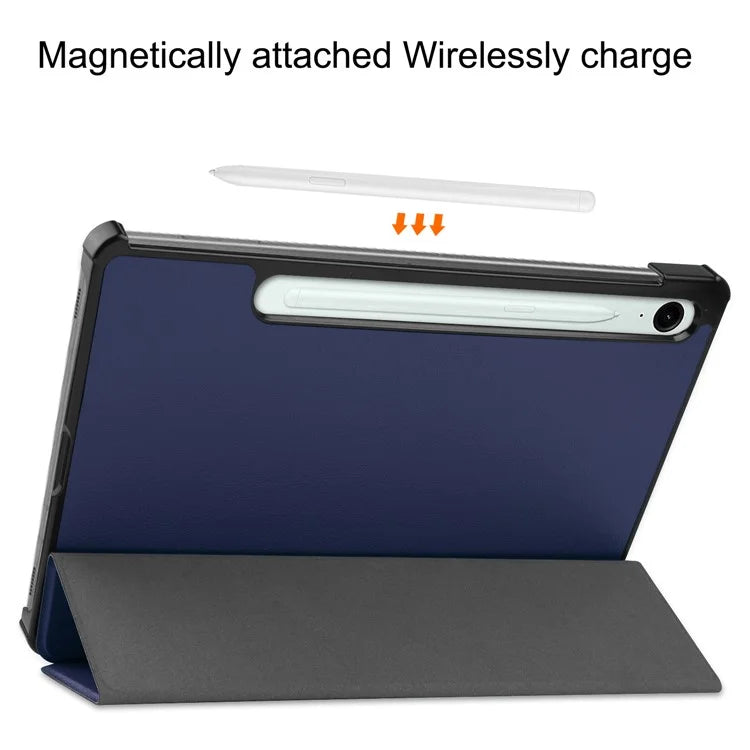 For Samsung Galaxy Tab S9 FE Case Tri-fold Stand PU Leather Tablet Cover