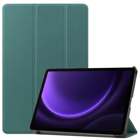 For Samsung Galaxy Tab S9 FE Case Tri-fold Stand PU Leather Tablet Coverish Green