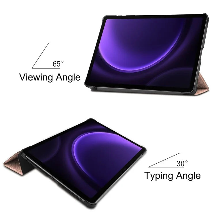 For Samsung Galaxy Tab S9 FE Case Tri-fold Stand PU Leather Tablet Cover
