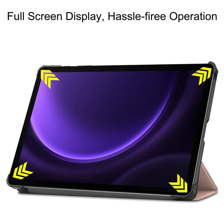 For Samsung Galaxy Tab S9 FE Case Tri-fold Stand PU Leather Tablet Cover