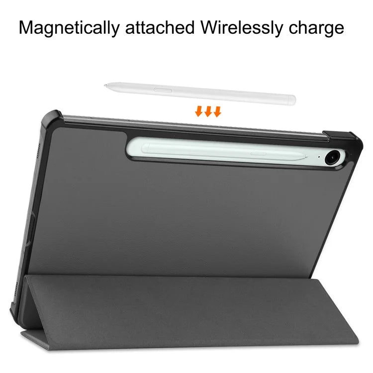 For Samsung Galaxy Tab S9 FE Case Tri-fold Stand PU Leather Tablet Cover