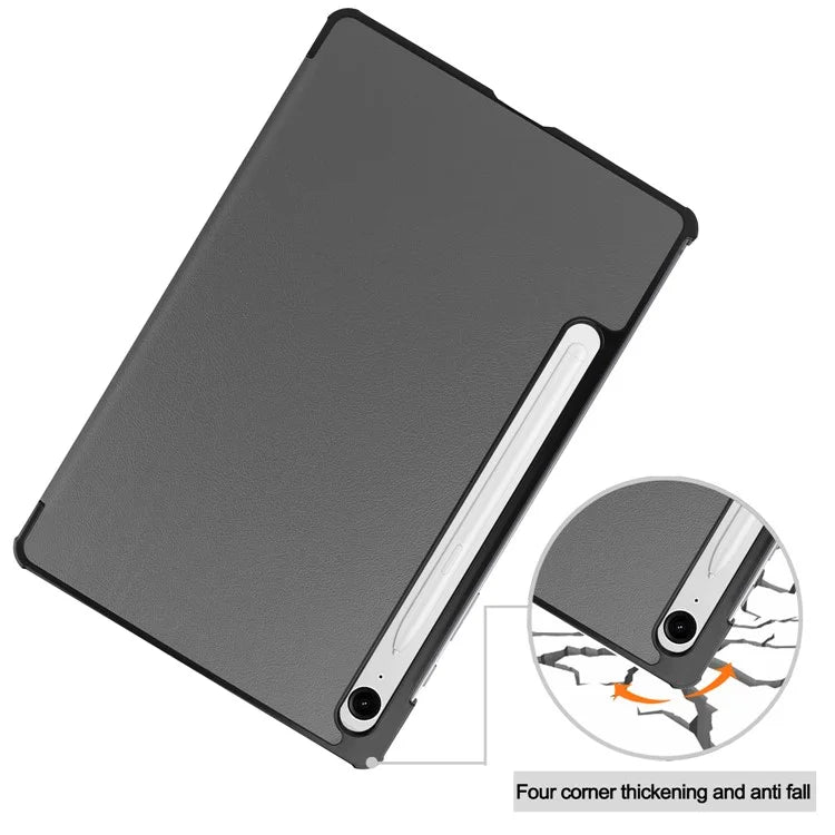 For Samsung Galaxy Tab S9 FE Case Tri-fold Stand PU Leather Tablet Cover