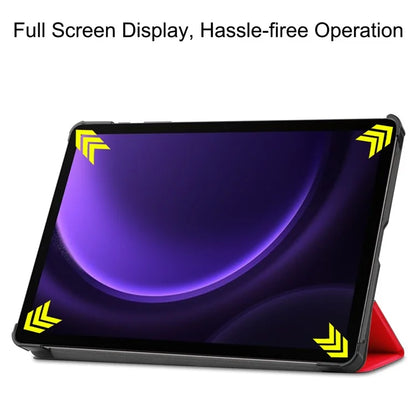 For Samsung Galaxy Tab S9 FE Case Tri-fold Stand PU Leather Tablet Cover