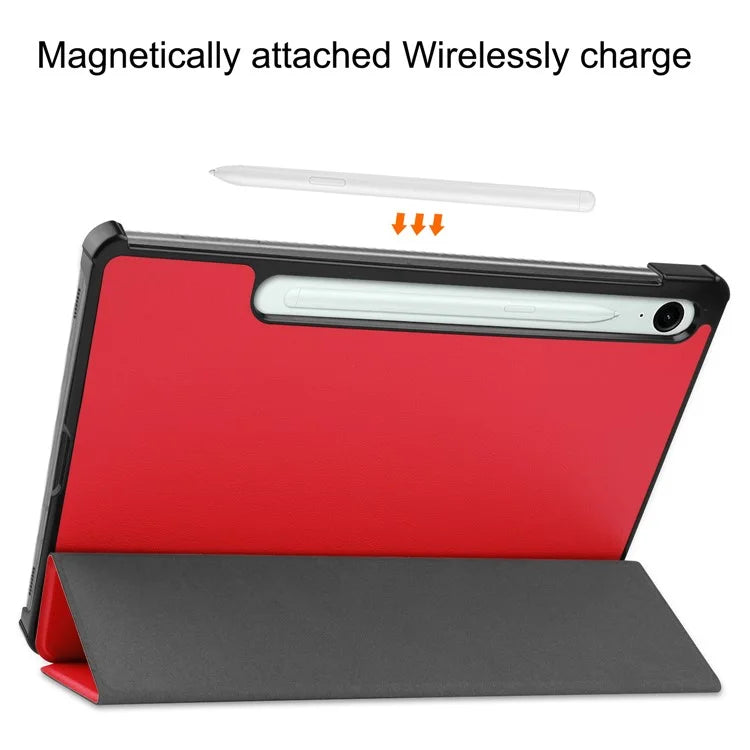 For Samsung Galaxy Tab S9 FE Case Tri-fold Stand PU Leather Tablet Cover